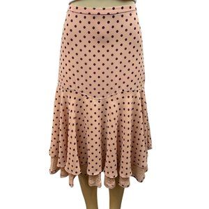 Passion Collection Women’s Pink Peach and Polka Dot Knee Length Skirt Sz L